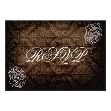 Rustic Country Roses Barn Wood Wedding RSVP Cards