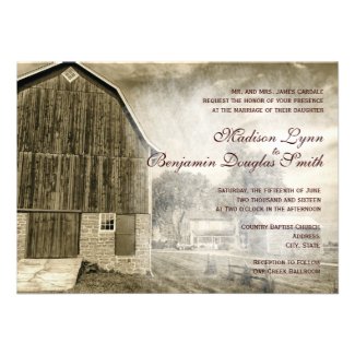 Rustic Country Rural Barn Distressed Invitations