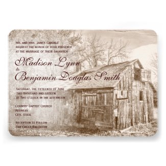 Rustic Country Rural Barn Distressed Invitations