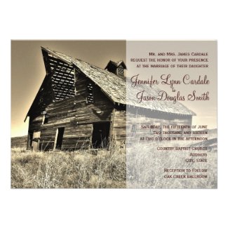 Rustic Country Rural Barn Wedding Invitations