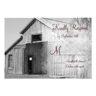 Rustic Country Rural Barn Wedding RSVP Cards