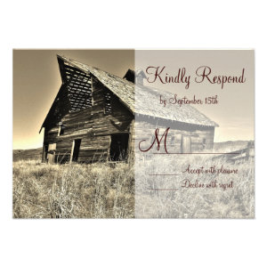 Rustic Country Rural Barn Wedding RSVP Cards