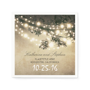 rustic country string lights paper napkins