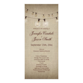 Rustic Country String of Lights Wedding Programs Rack Card Template