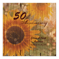 rustic country sunflower 50th wedding anniversary card