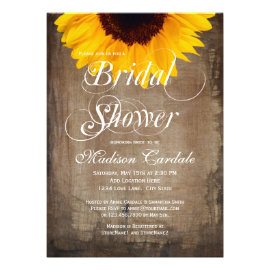 Rustic Country Sunflower Bridal Shower Invitations Personalized Announcements