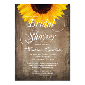 Rustic Country Sunflower Bridal Shower Invitations Personalized Announcements
