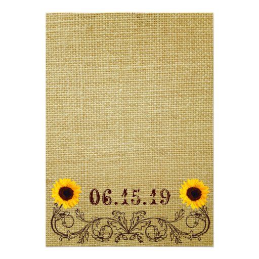 Rustic Country Sunflower Burlap Wedding Invites