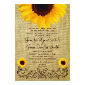 Rustic Country Sunflower Burlap Wedding Invites 5