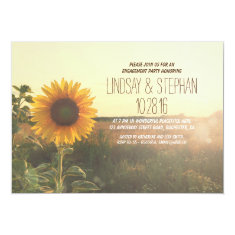 rustic country sunflower engagement party invites