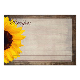 Rustic Country Sunflower Recipe Cards Invite
