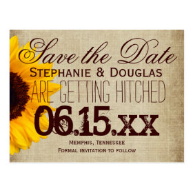 Rustic Country Sunflower Save the Date Postcards