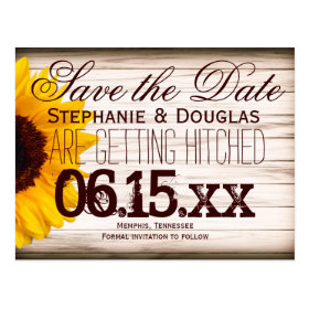 Rustic Country Sunflower Save the Date Postcards