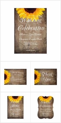 Rustic Country Sunflower Wedding Invitation Set