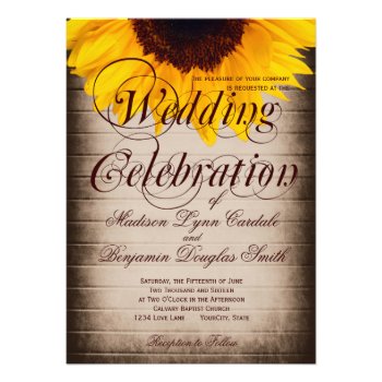 Rustic Country Sunflower Wedding Invitations Personalized Invitation