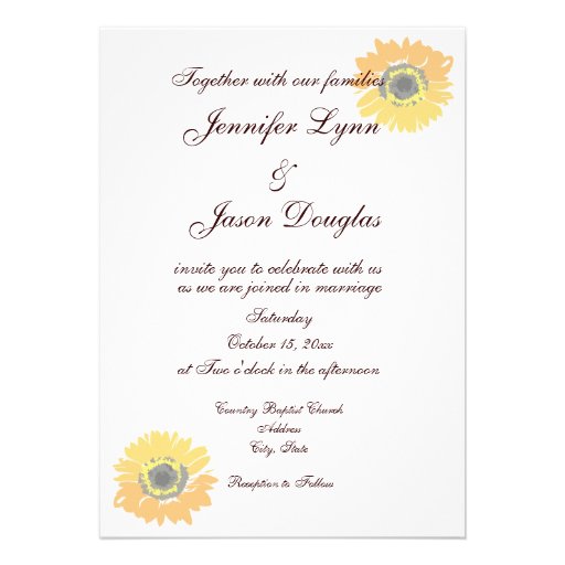 Rustic Country Sunflower Wedding Invitations