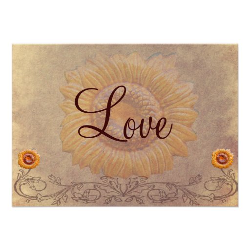 Rustic Country Sunflower Wedding Invitations