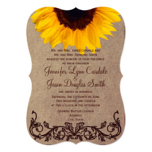 Rustic Country Sunflower Wedding Invitations 5