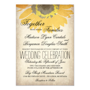 Rustic Country Sunflower Wedding Invitations 5