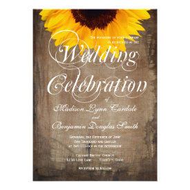 Rustic Country Sunflower Wedding Invitations Custom Announcements