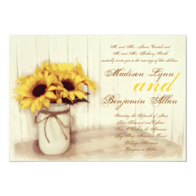Rustic Country Sunflowers Mason Jar Wedding Invite 5