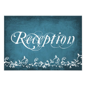 Rustic Country Swirls Blue Reception Cards