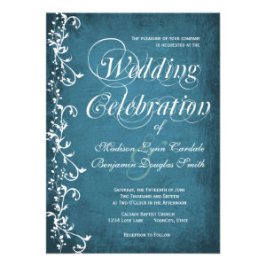 Rustic Country Swirls Blue Wedding Invitations