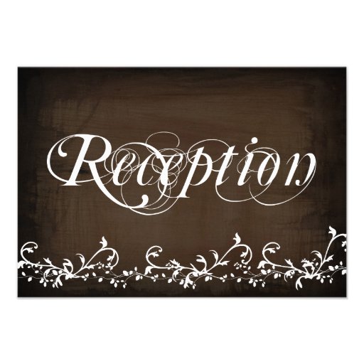 Rustic Country Swirls Brown Reception Cards