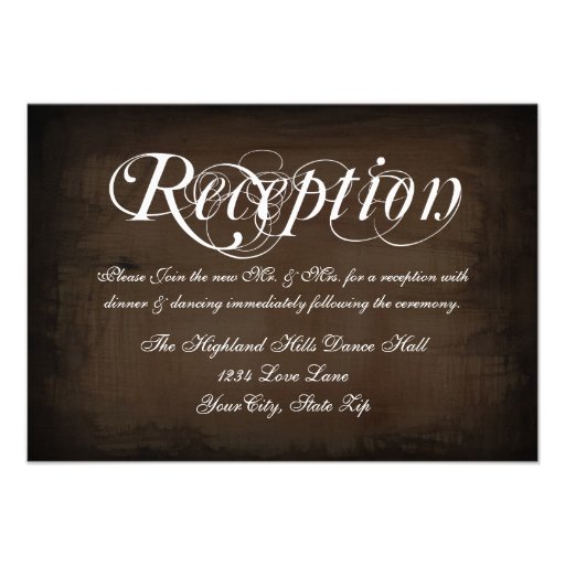 Rustic Country Swirls Brown Reception Cards
