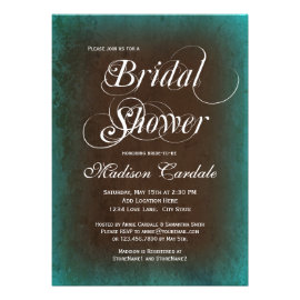 Rustic Country Teal Brown Bridal Shower Invitation Invites