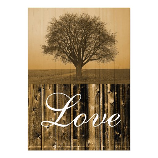 Rustic Country Tree Barn Wood Wedding Invitations