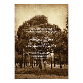 Rustic Country Tree Distressed Wedding Invitations 4.5