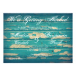 Rustic Country Turquoise Wood Wedding Invitations