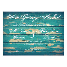 Rustic Country Turquoise Wood Wedding Invitations Invitations