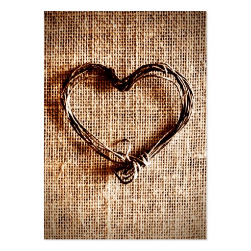 Rustic Country Twine Heart on Burlap Print Business Cards (back side)