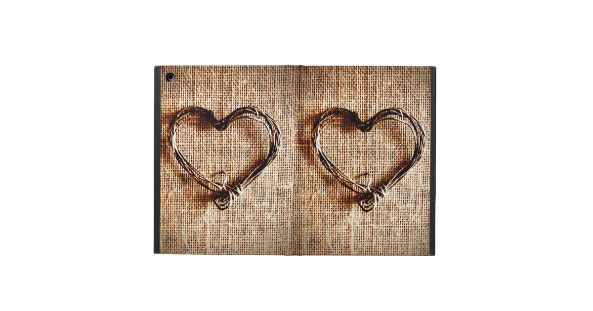 Rustic Country Twine Heart on Burlap Print iPad Air Cases Zazzle