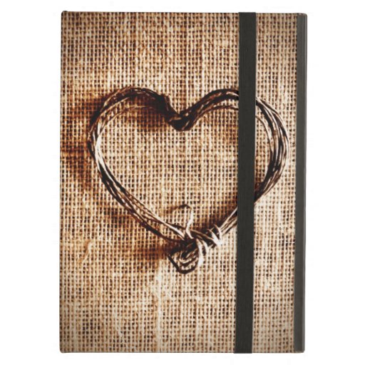 Rustic Country Twine Heart on Burlap Print iPad Air Cases Zazzle