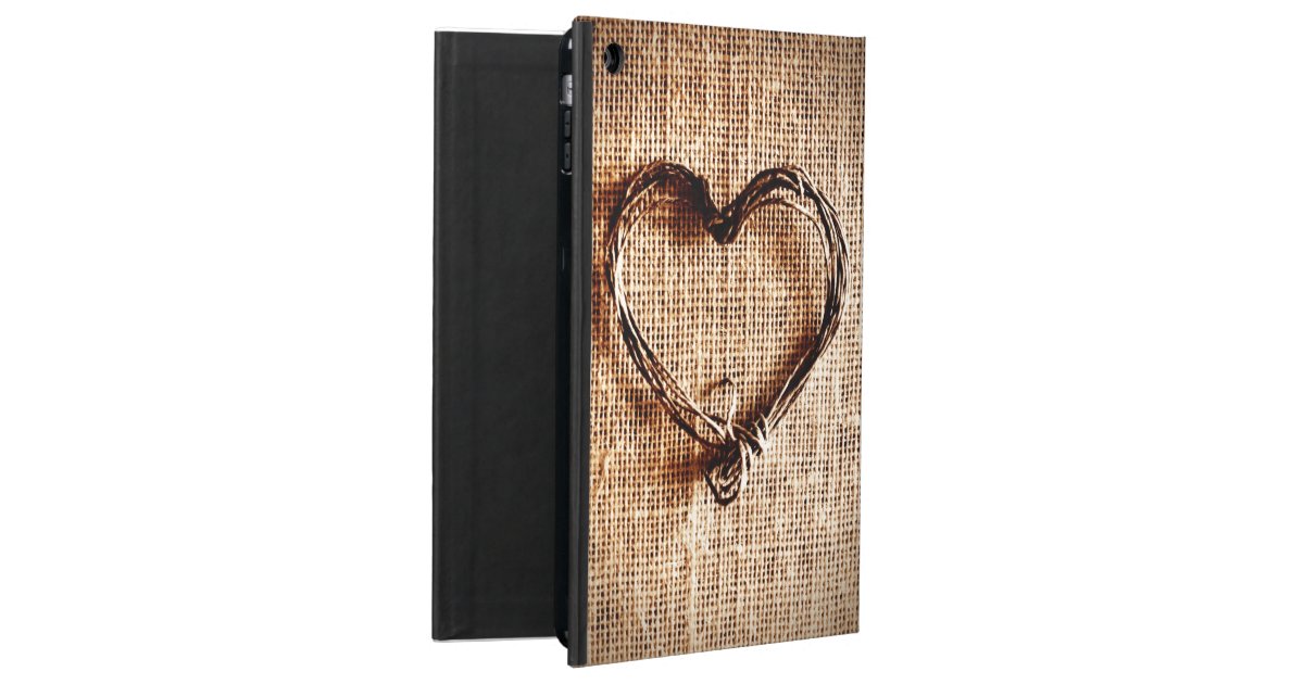 Rustic Country Twine Heart on Burlap Print iPad Air Cases Zazzle