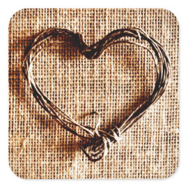 Rustic Country Twine Heart on Burlap Print Sticker
