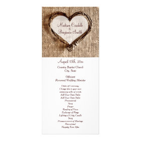 Rustic Country Twine Heart Wedding Programs Rack Cards