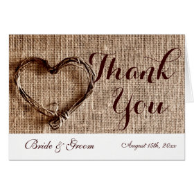 Rustic Country Twine Heart Wedding Thank You Cards