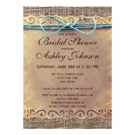 Rustic Country Vintage Bridal Shower Invitations Announcements