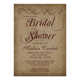 Rustic Country Vintage Bridal Shower Invitations Personalized Invitations