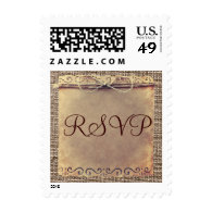 Rustic Country Vintage Burlap RSVP Wedding Stamps