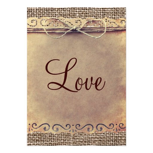 Rustic Country Vintage Burlap Wedding Invitations
