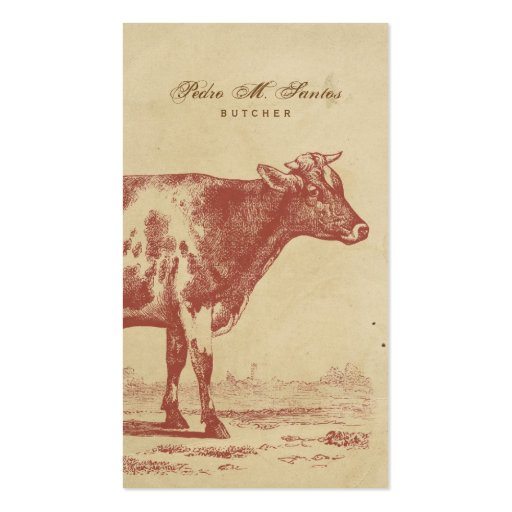 Rustic Country Vintage Milk Cow Simple Cool Animal Business Card Template (front side)