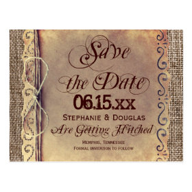Rustic Country Vintage Save the Date Postcards
