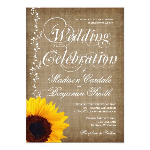 Rustic Country Vintage Sunflower Wedding Invites