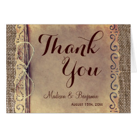 Rustic Country Vintage Wedding Thank You Cards