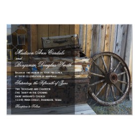 Rustic Country Wagon Wheel Wedding Invitations 4.5